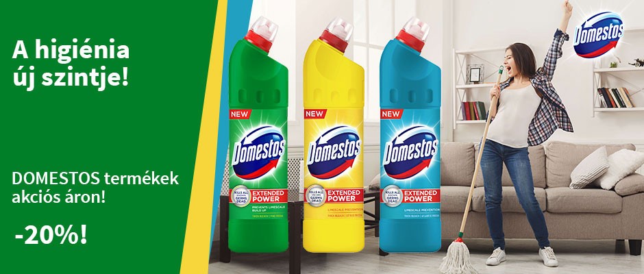 Vásároljon DOMESTOS termékeket 20% kedvezménnyel!
