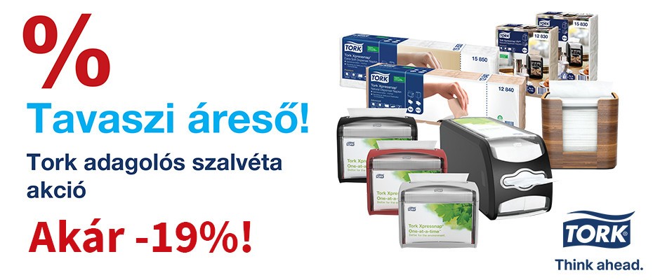 Vásároljon TORK adagolós szalvétát akár 19% kedvezménnyel!